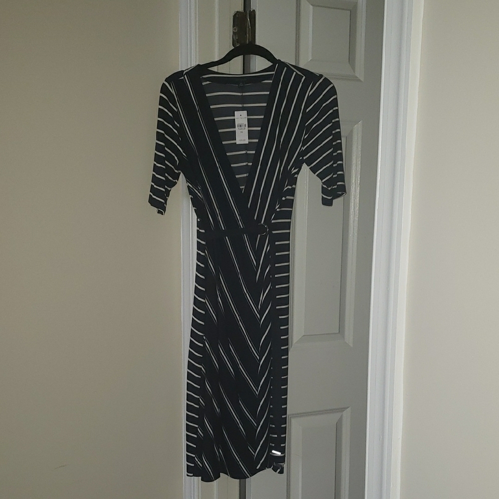 Elegant Black and White Striped Dress